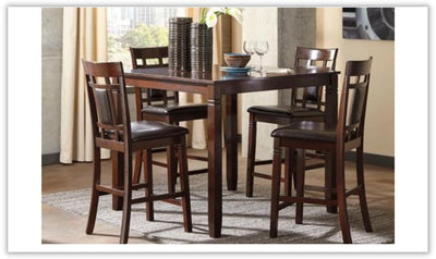 Bennox 5-piece Wooden Counter Height Dining Set in Brown
