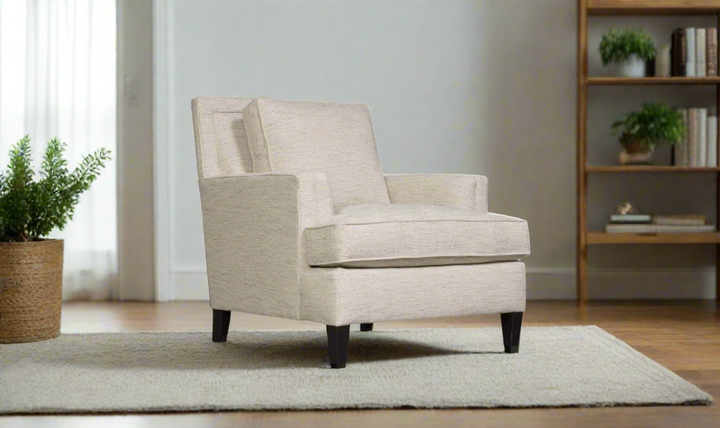 Bernhardt Addison Fabric Spring Down Cushion Chair with Mocha Finish