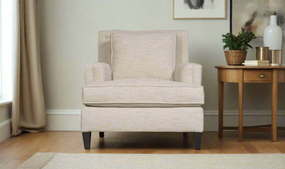 Bernhardt Addison Fabric Spring Down Cushion Chair with Mocha Finish