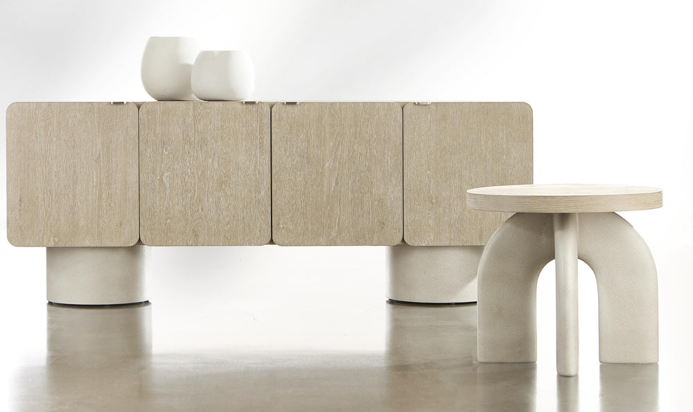 Bernhardt Antibes Round Side Table with Arched Concrete Base-Jennifer