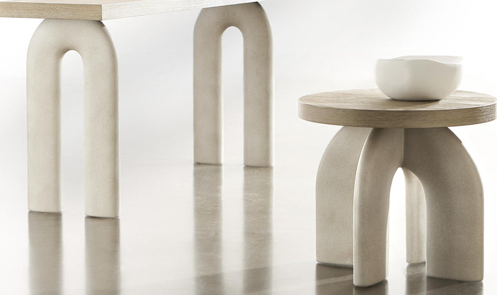 Bernhardt Antibes Round Side Table with Arched Concrete Base-Jennifer