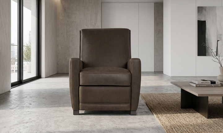 Bernhardt Bastille Tailored Leather Push-Back Recliner Chair-Jennifer