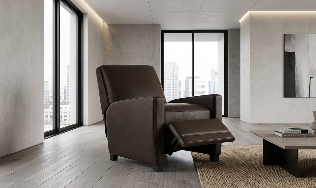 Bernhardt Bastille Tailored Leather Push-Back Recliner Chair-Jennifer