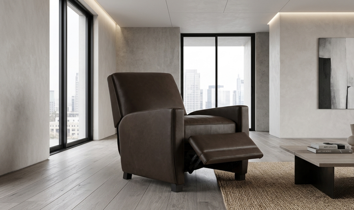 Bernhardt Bastille Tailored Leather Push-Back Recliner Chair-Jennifer