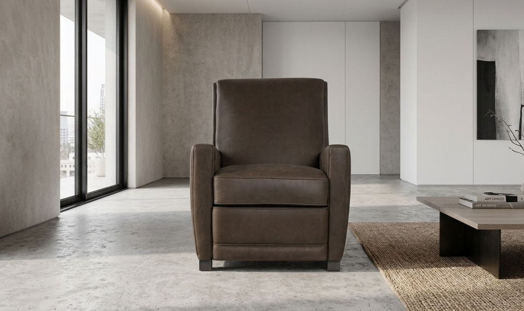 Bernhardt Bastille Tailored Leather Push-Back Recliner Chair-Jennifer