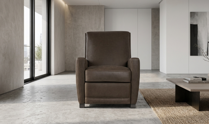 Bernhardt Bastille Tailored Leather Push-Back Recliner Chair-Jennifer