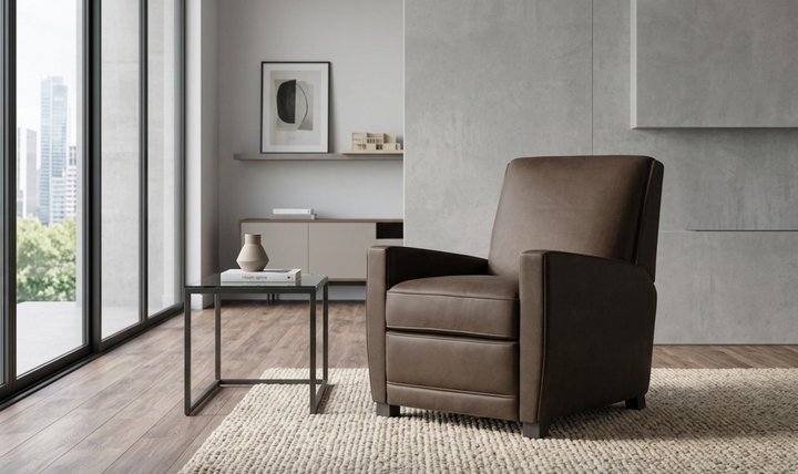 Bernhardt Bastille Tailored Leather Push-Back Recliner Chair-Jennifer