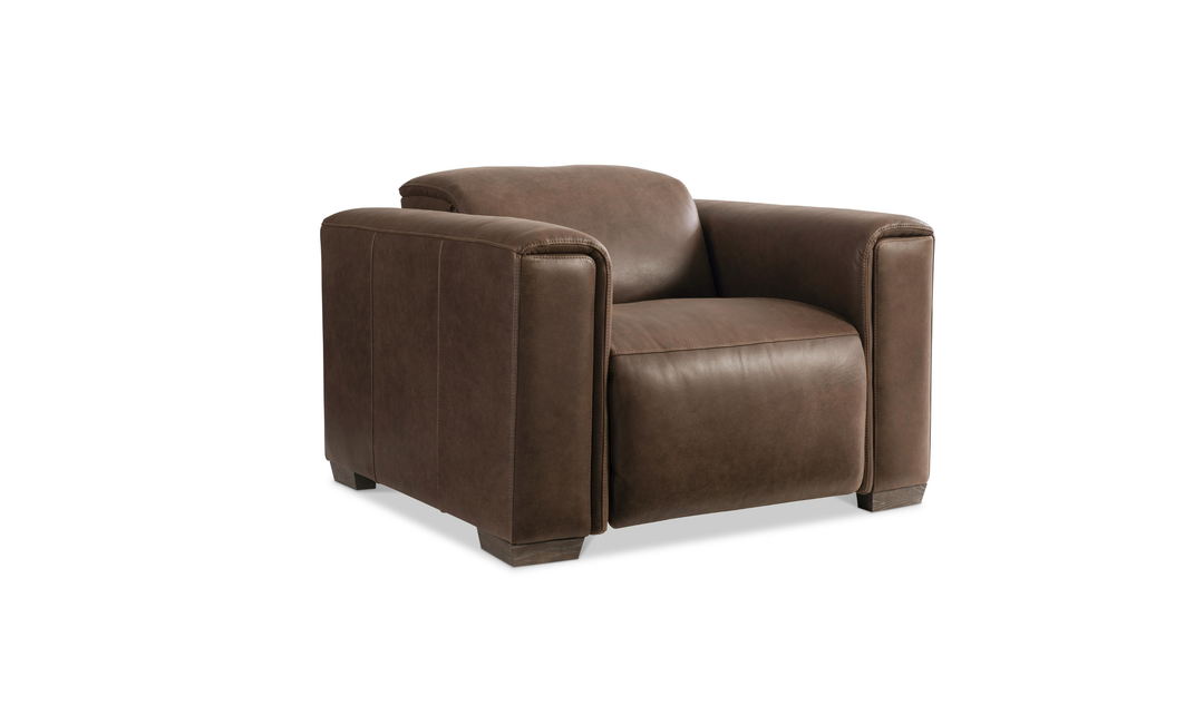 Bernhardt Billings Leather Power Motion Chair with Padded Track Arms-Jennifer
