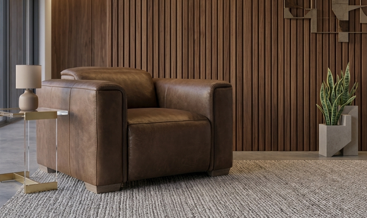 Bernhardt Billings Leather Power Motion Chair with Padded Track Arms-Jennifer