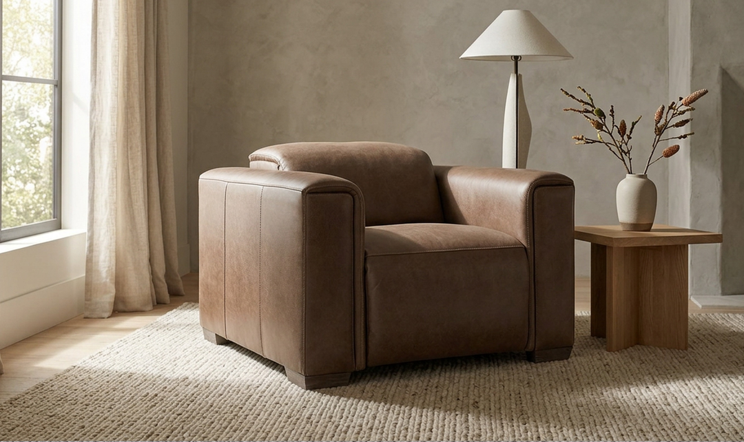 Bernhardt Billings Leather Power Motion Chair with Padded Track Arms-Jennifer