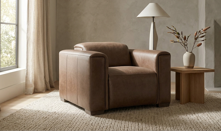 Bernhardt Billings Leather Power Motion Chair with Padded Track Arms-Jennifer