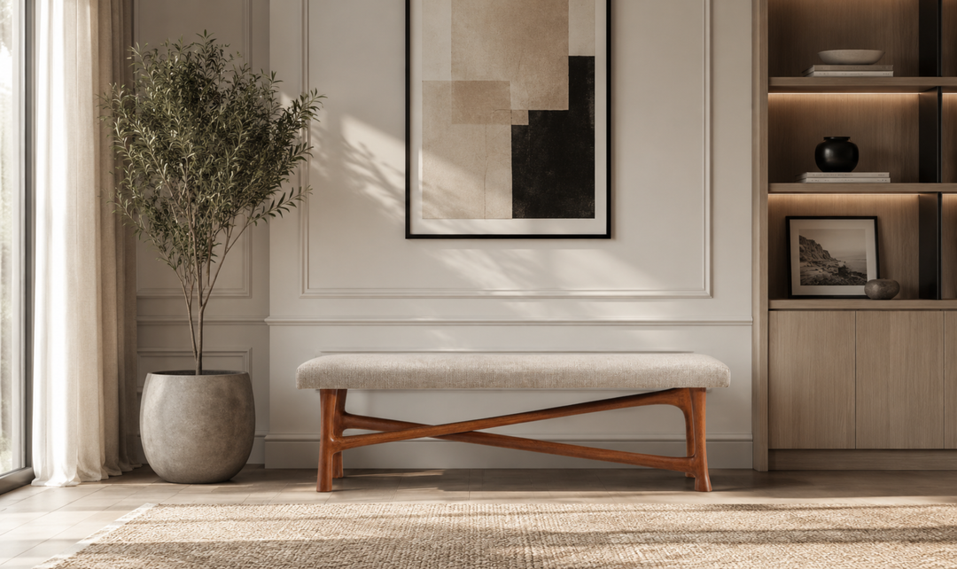 Bernhardt Brasea Modern Upholstered Wood Bench-Jennifer Furniture