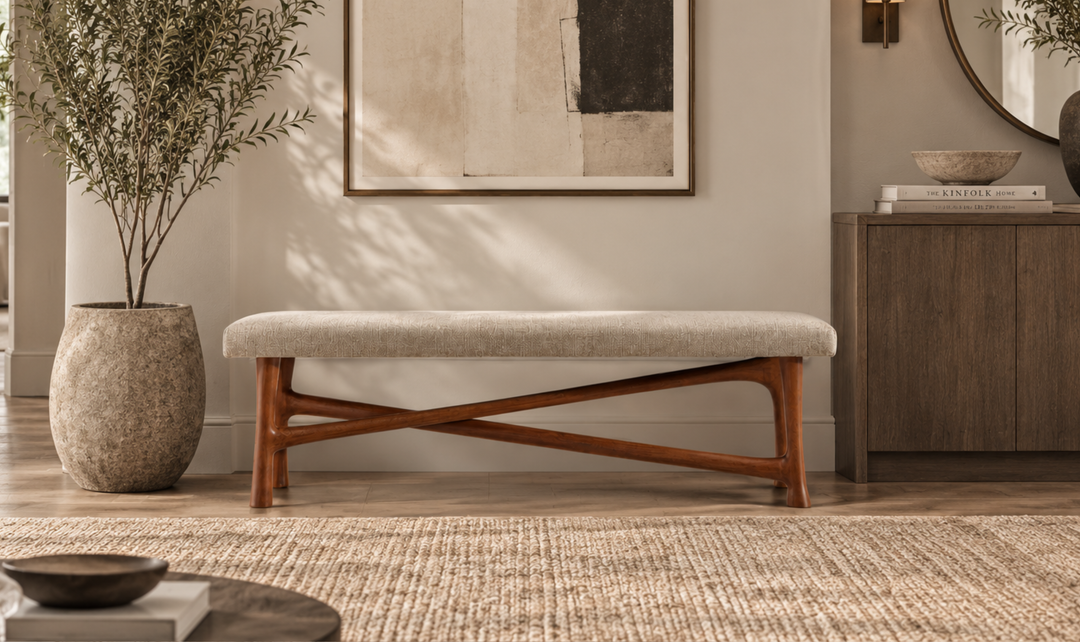 Bernhardt Brasea Modern Upholstered Wood Bench-Jennifer Furniture