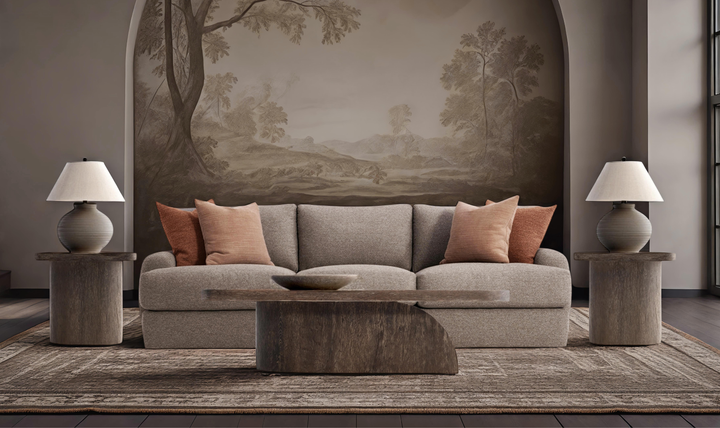 Bernhardt Cameron Fabric Sofa With Oversized Roll Arms