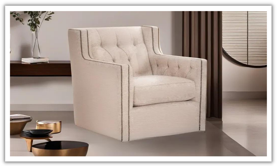 Candace Swivel Chair with Removable Seat Cushions Track Arms Jennifer Furniture