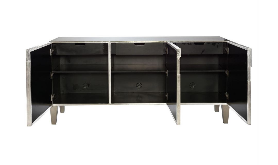 Bernhardt Carleton Entertainment Credenza Wrapped in German Silver