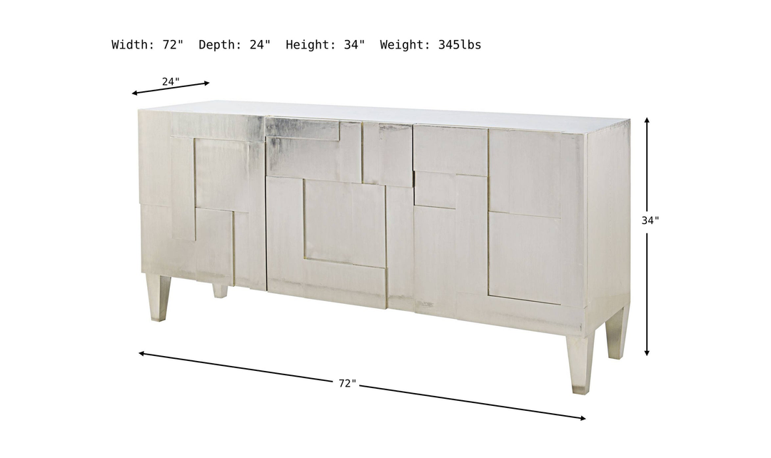 Bernhardt Carleton Entertainment Credenza Wrapped in German Silver