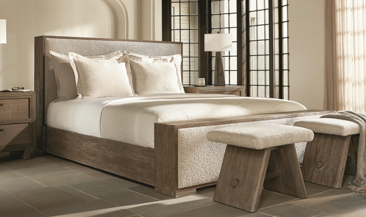 Bernhardt Casa Paros Upholstered Panel Bed in Playa Brown