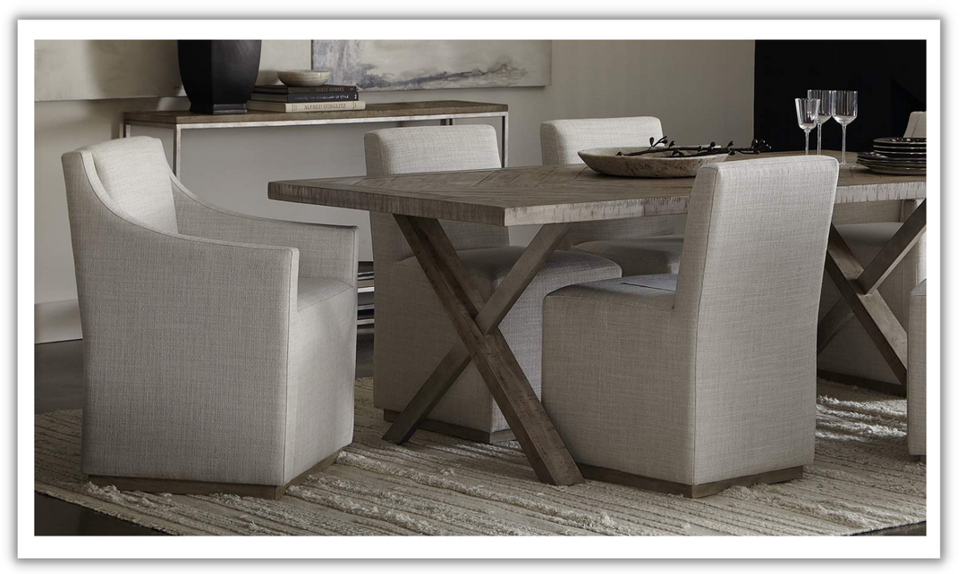 Bernhardt Casey Beige Fabric Upholstered Armless Dining Side Chair