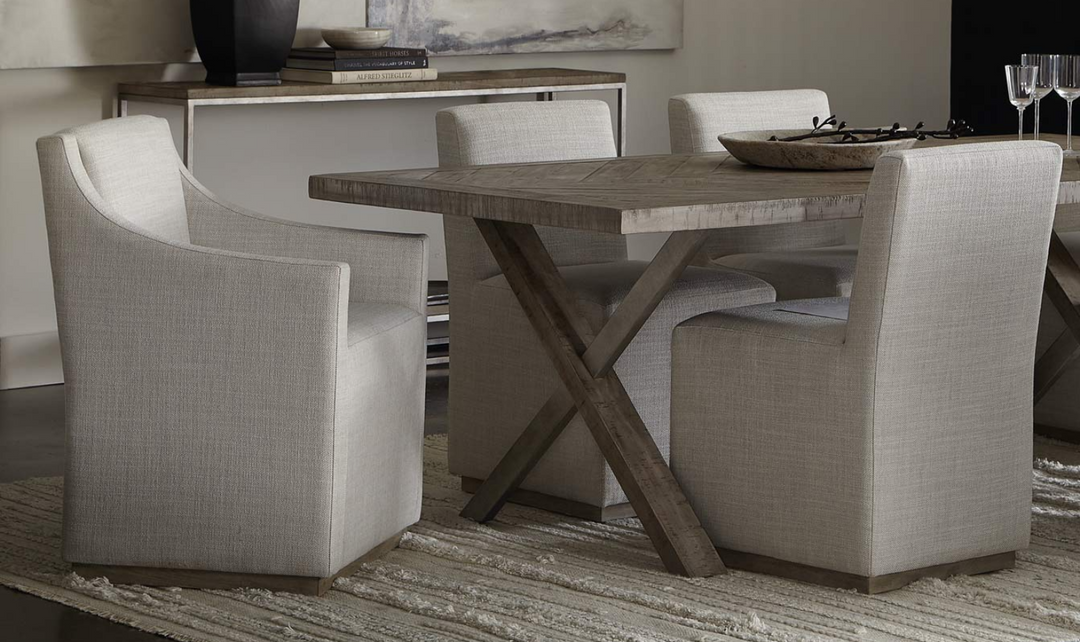 Bernhardt Casey Beige Fabric Upholstered Armless Dining Side Chair