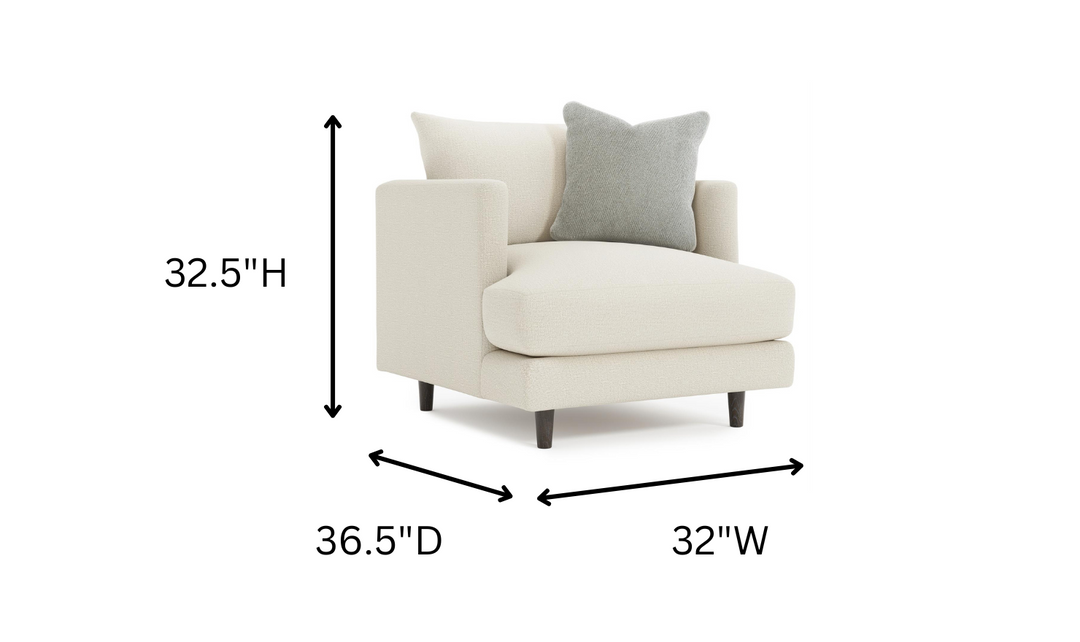 Bernhardt Colette Fabric Beige Chair with Feather Down Cushion & Track Arms