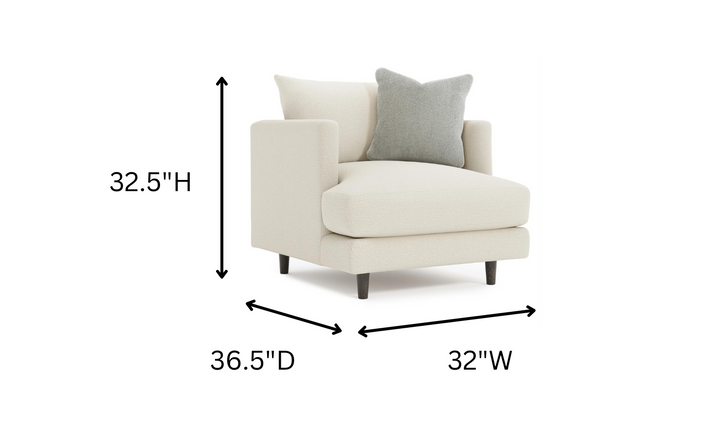 Bernhardt Colette Fabric Beige Chair with Feather Down Cushion & Track Arms