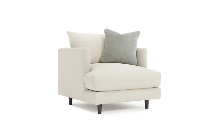Bernhardt Colette Fabric Beige Chair with Feather Down Cushion & Track Arms