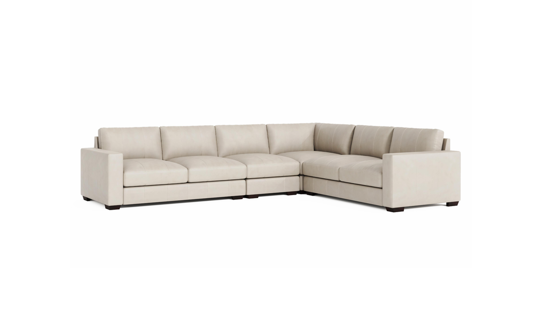 Bernhardt Dawkins L-Shaped Leather Sectional Sofa with Oversized Track Arms - Jennifer Furniture