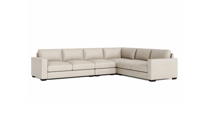 Bernhardt Dawkins L-Shaped Leather Sectional Sofa with Oversized Track Arms - Jennifer Furniture