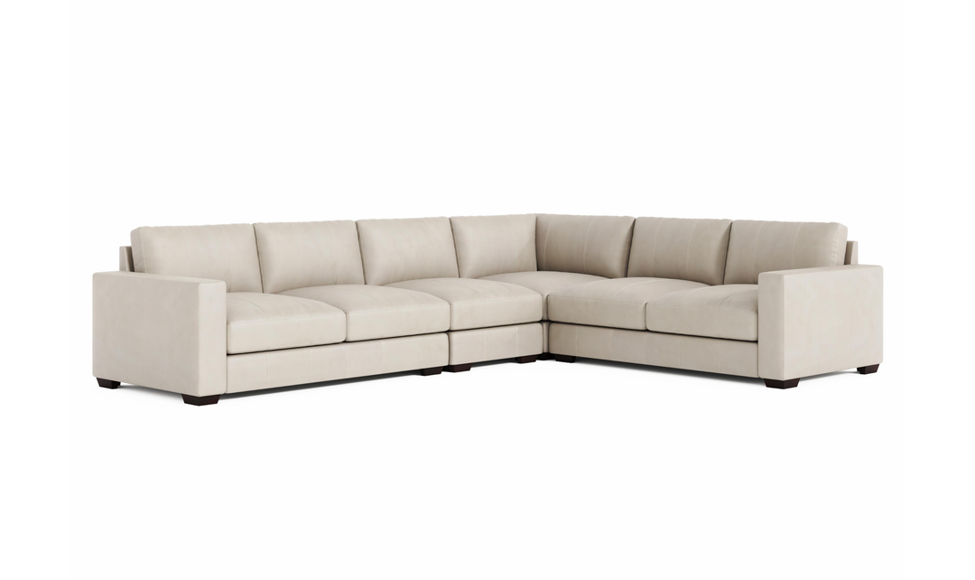 Bernhardt Dawkins L-Shaped Leather Sectional Sofa with Oversized Track Arms - Jennifer Furniture
