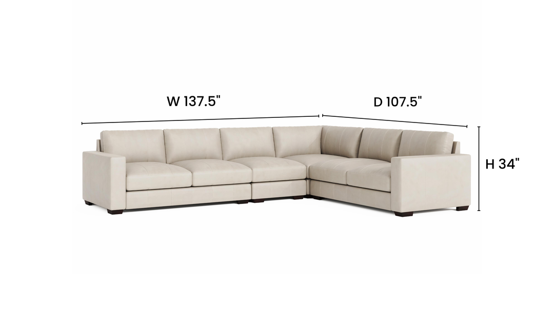 Bernhardt Dawkins L-Shaped Leather Sectional Sofa with Oversized Track Arms - Jennifer Furniture