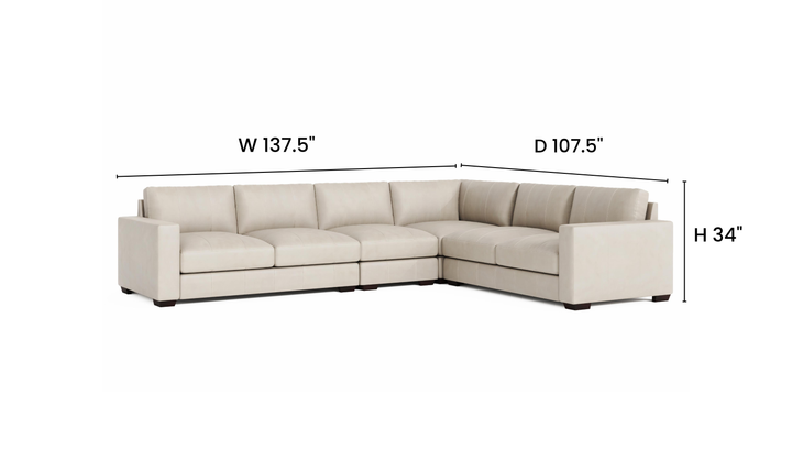Bernhardt Dawkins L-Shaped Leather Sectional Sofa with Oversized Track Arms - Jennifer Furniture