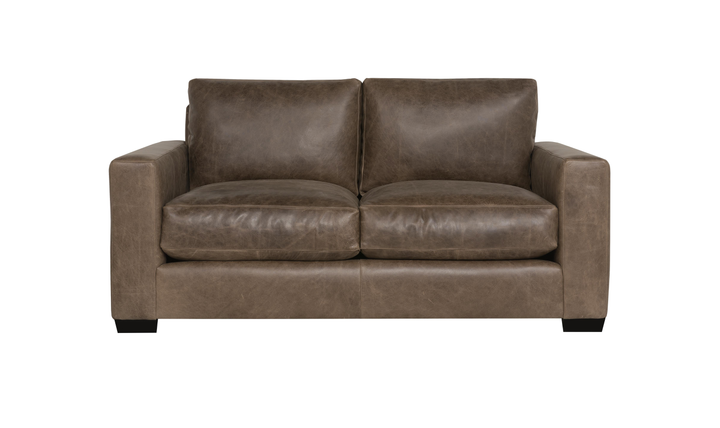 Bernhardt Dawkins Top-Grain Leather Loveseat with Track Arms in Brown - Jennifer Furniture