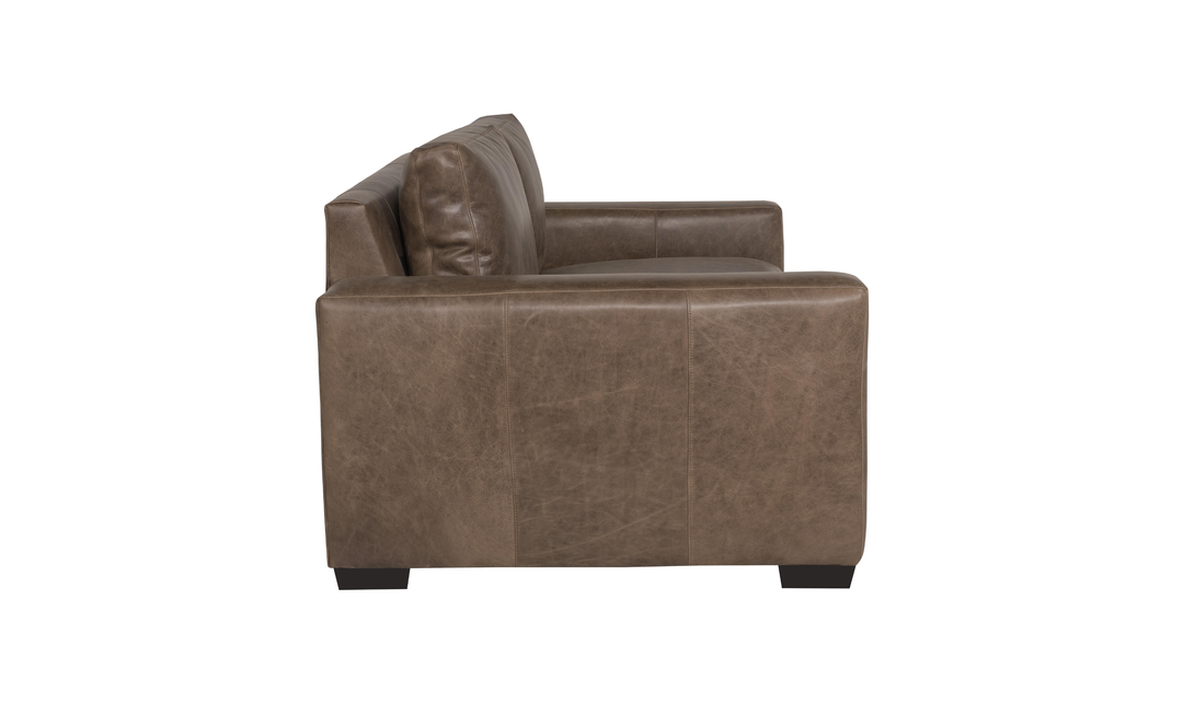 Bernhardt Dawkins Top-Grain Leather Loveseat with Track Arms in Brown - Jennifer Furniture