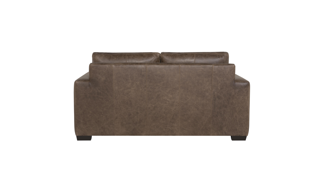 Bernhardt Dawkins Top-Grain Leather Loveseat with Track Arms in Brown - Jennifer Furniture