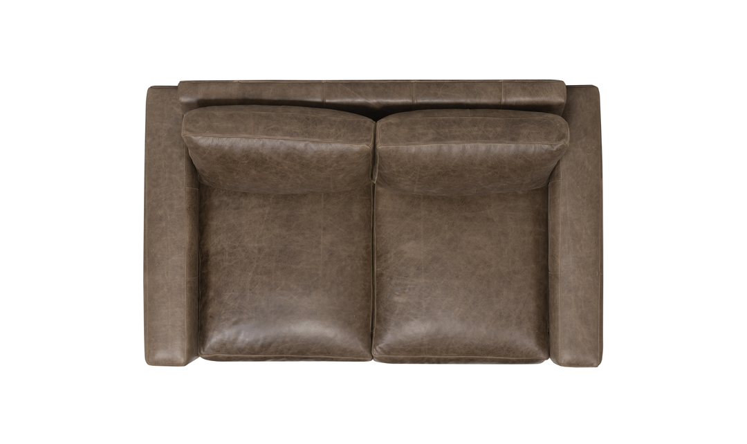 Bernhardt Dawkins Top-Grain Leather Loveseat with Track Arms in Brown - Jennifer Furniture