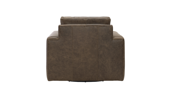 Bernhardt Dawkins Top-Grain Leather Swivel Chair with Track Arms in Brown - Jennifer Furniture