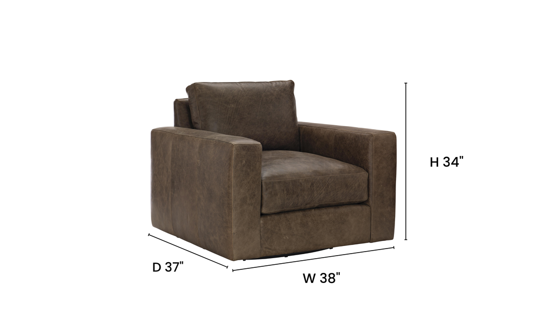 Bernhardt Dawkins Top-Grain Leather Swivel Chair with Track Arms in Brown - Jennifer Furniture