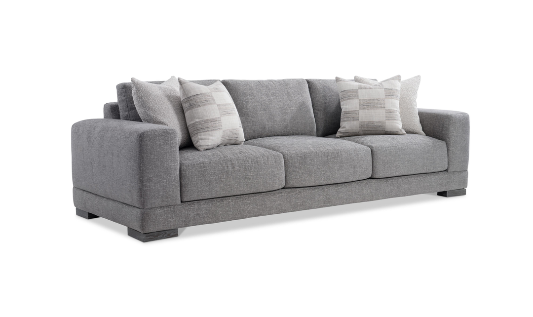 Bernhardt Lars Gray Fabric Sofa With Wide Track Arms-Jennifer Furniture 