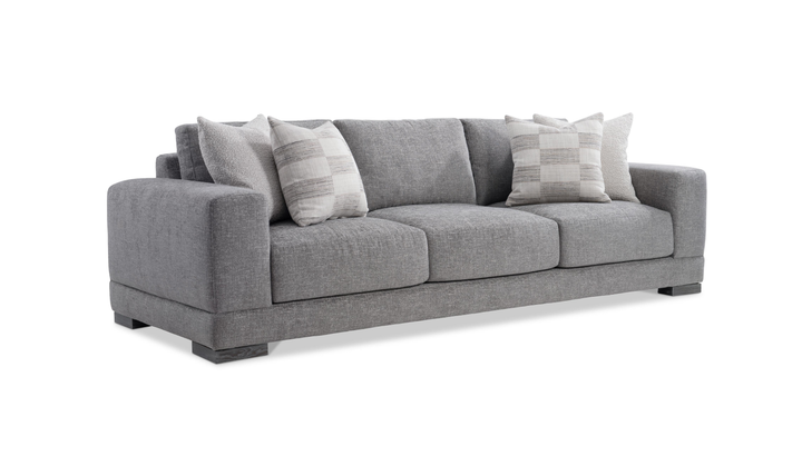 Bernhardt Lars Gray Fabric Sofa With Wide Track Arms-Jennifer Furniture 