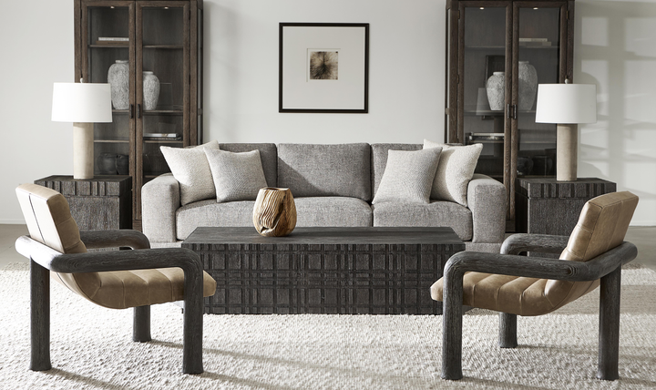 Bernhardt Lars Gray Fabric Sofa With Wide Track Arms-Jennifer Furniture 