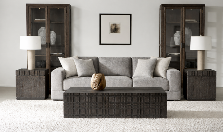 Bernhardt Lars Gray Fabric Sofa With Wide Track Arms-Jennifer Furniture 
