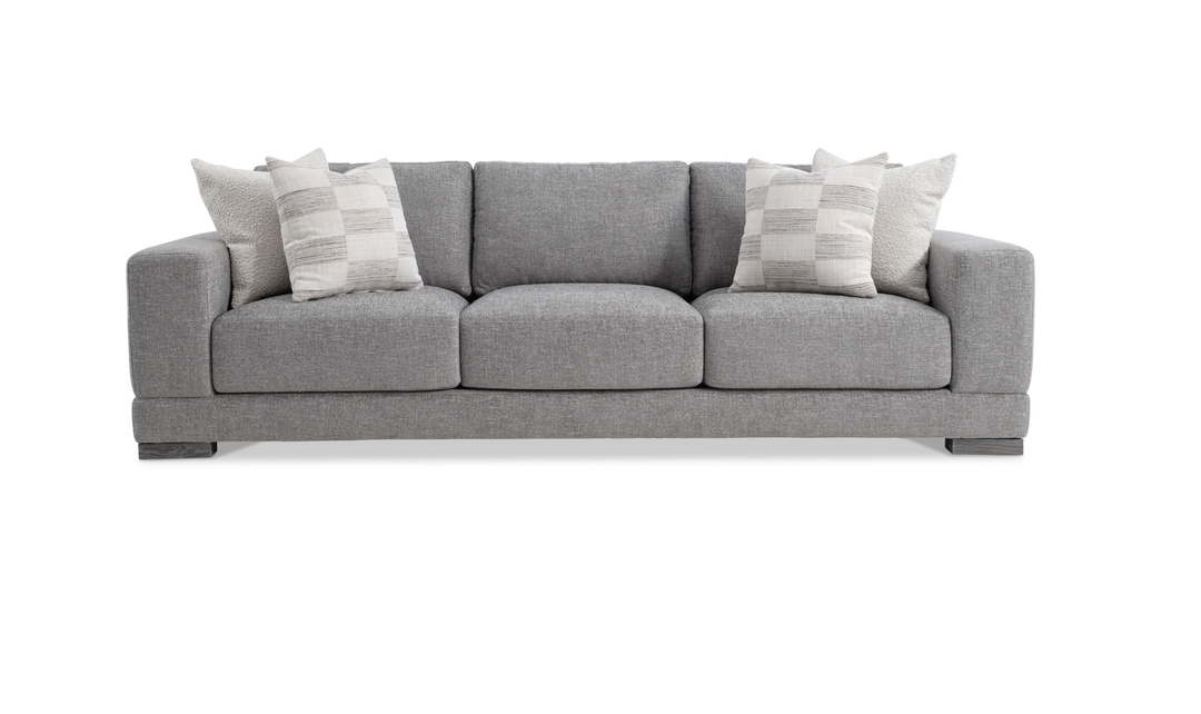 Bernhardt Lars Gray Fabric Sofa With Wide Track Arms-Jennifer Furniture 