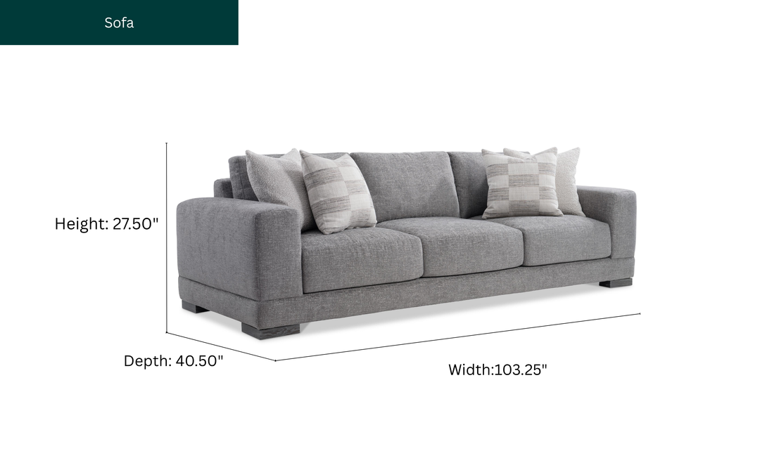 Bernhardt Lars Gray Fabric Sofa With Wide Track Arms-Jennifer Furniture 