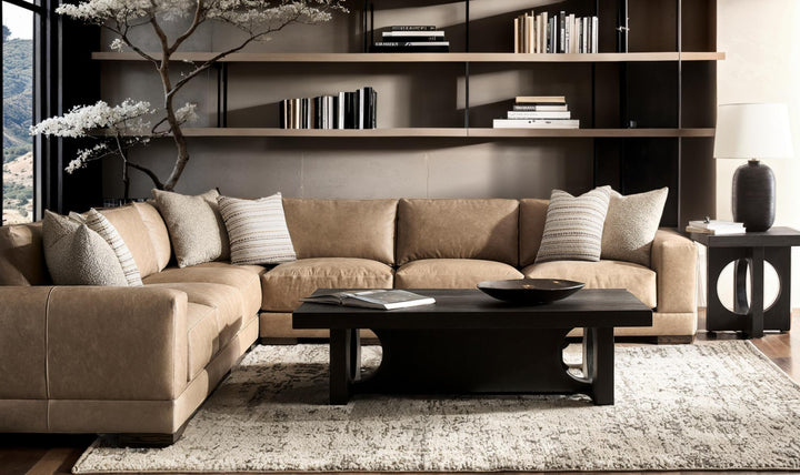 Bernhardt Lars Leather Sectional Sofa With Throw Pillows-Jenniferfurniture