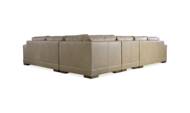 Bernhardt Lars Leather Sectional Sofa With Throw Pillows-Jenniferfurniture