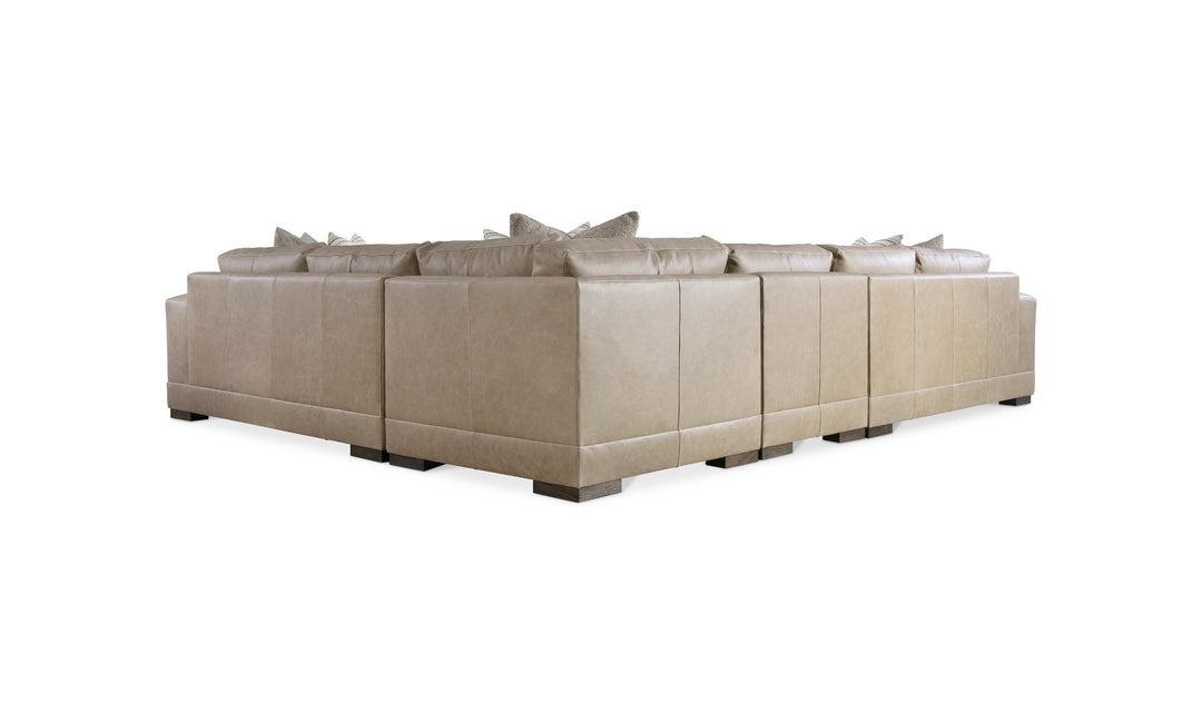 Bernhardt Lars Leather Sectional Sofa With Throw Pillows-Jenniferfurniture