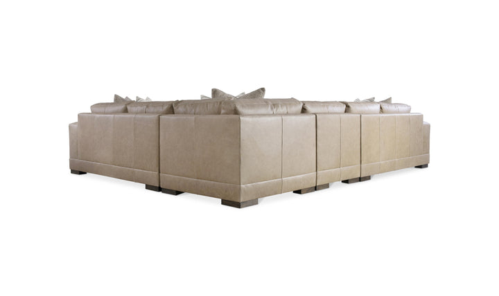 Bernhardt Lars Leather Sectional Sofa With Throw Pillows-Jenniferfurniture