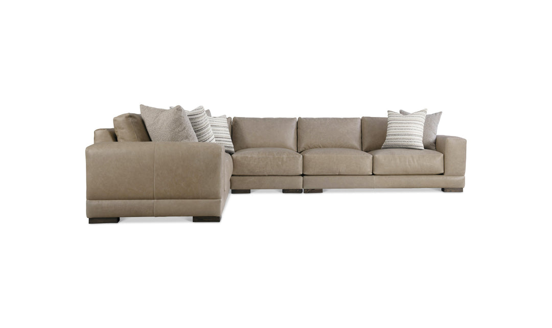 Bernhardt Lars Leather Sectional Sofa With Throw Pillows-Jenniferfurniture