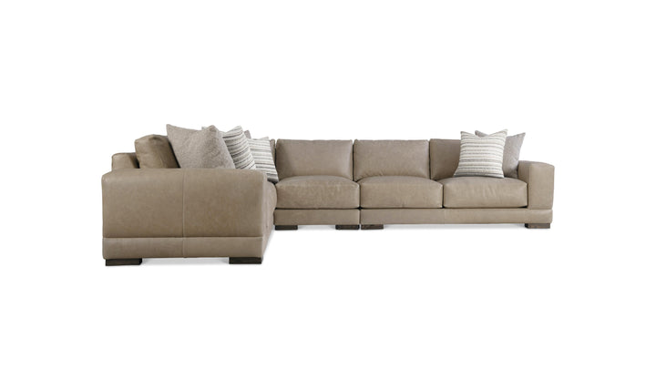Bernhardt Lars Leather Sectional Sofa With Throw Pillows-Jenniferfurniture